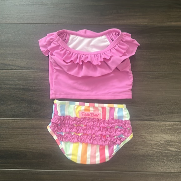 Ruffle Butts Orchid Dream Stripe Tankini 18-24 months - Picture 2 of 3